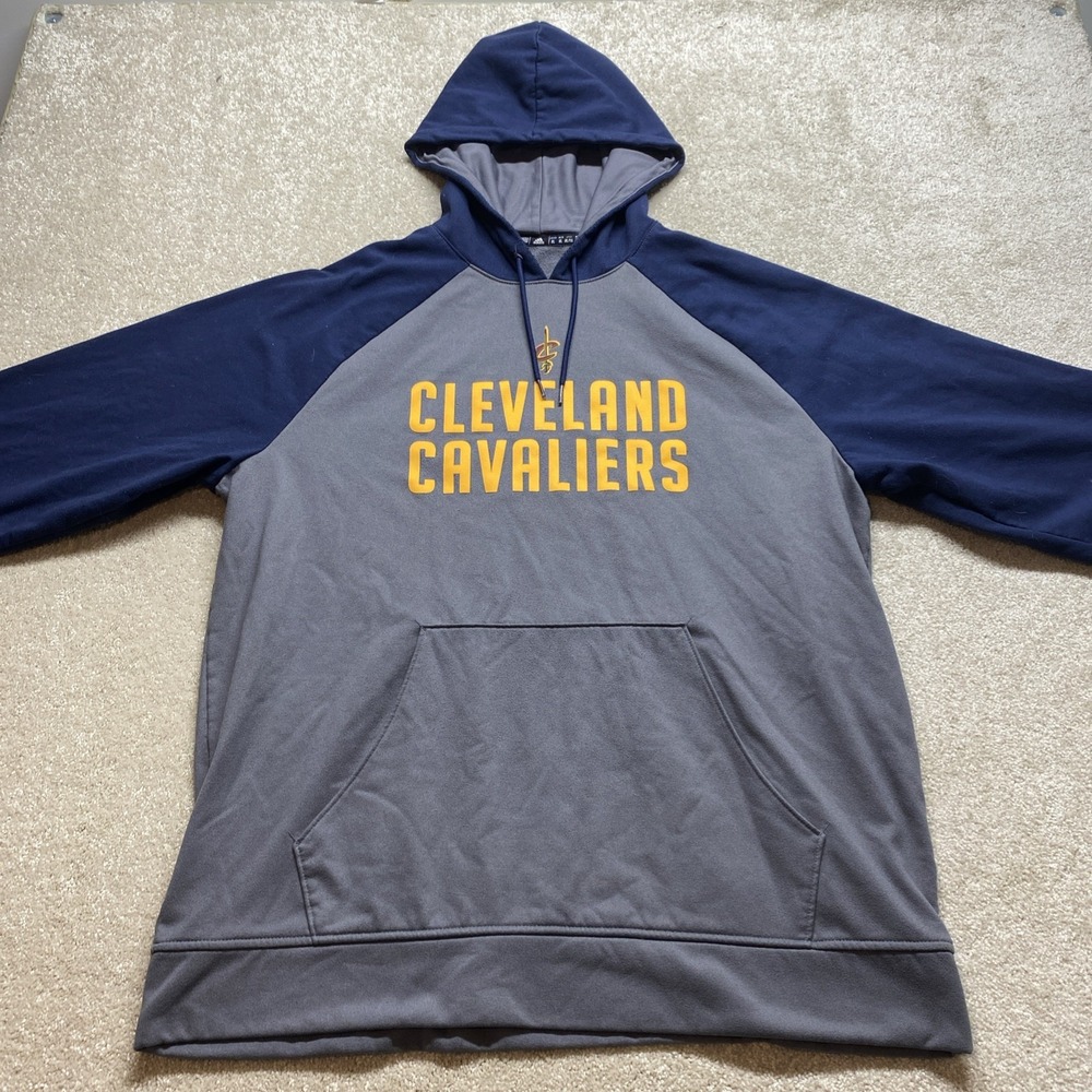 Adidas Cleveland Cavaliers Sweater Mens XL Gray NBA Hoodie Climawarm